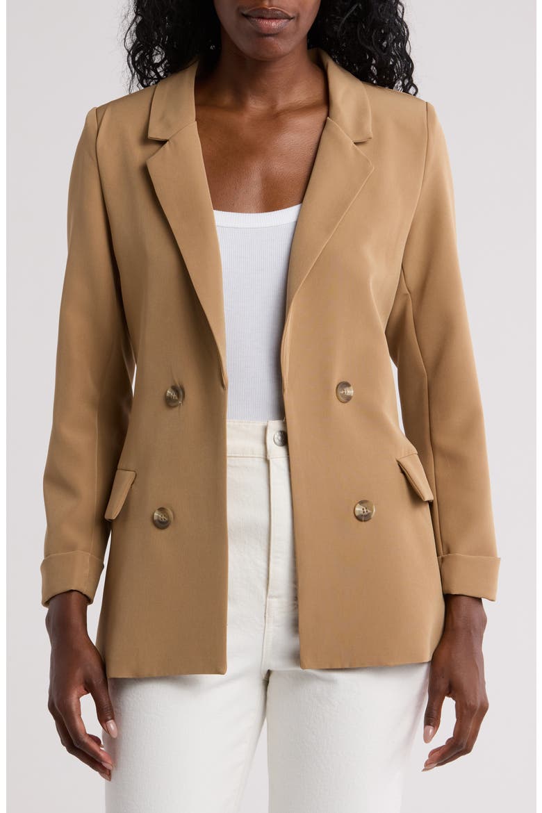 Notch Collar Blazer, Main, color, TAN