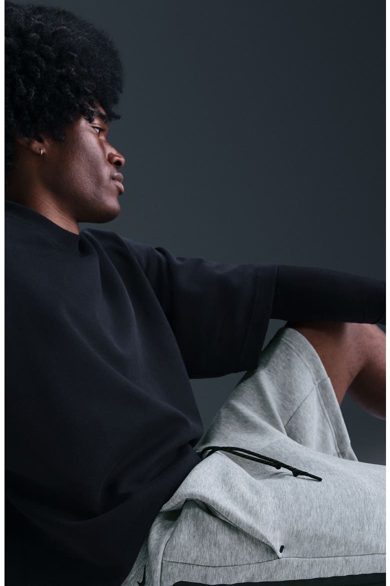 Tech Fleece Drawstring Shorts, Alternate, color, DARK GREY HEATHER/ BLACK