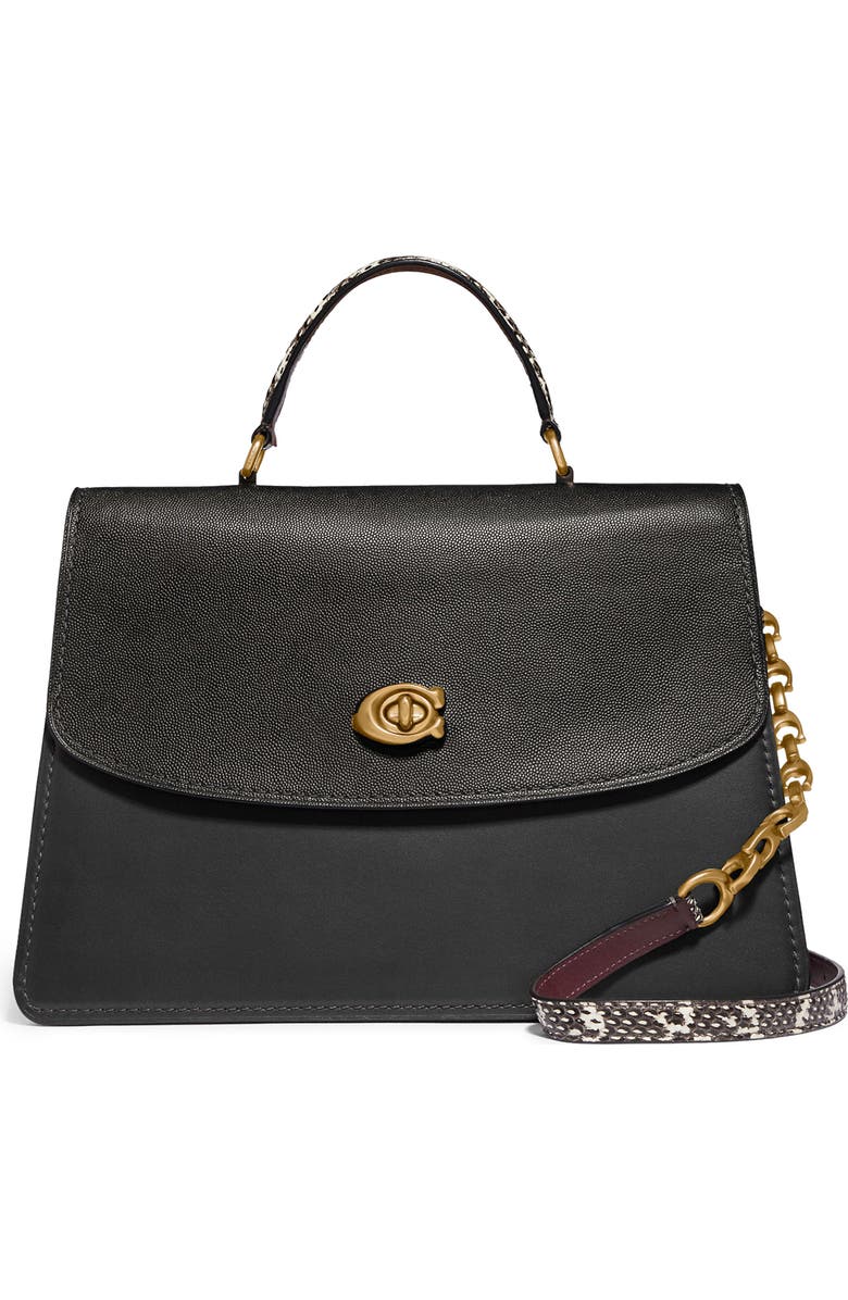 COACH Parker 32 Genuine Snakeskin & Leather Top Handle Bag, Main, color,