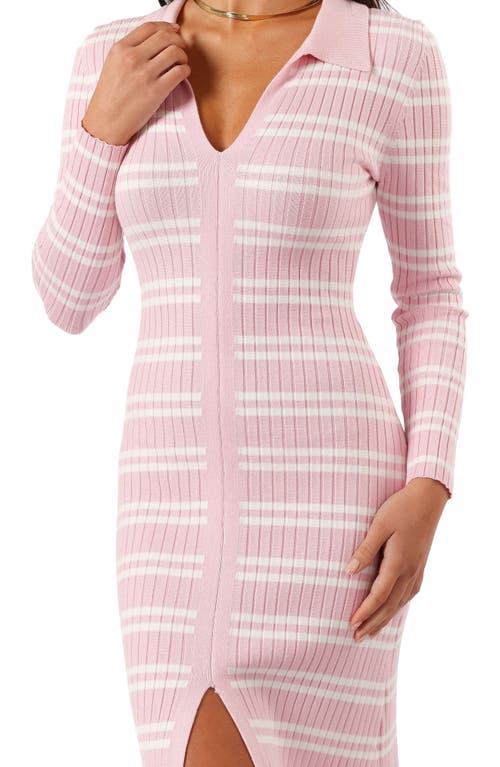 Petal And Pup Petal & Pup Eliana Long Sleeve Rib Sweater Maxi Dress In Pink