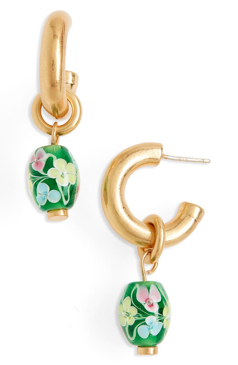 Madewell Floral Lampwork Bead Chunky Small Hoop Earrings, Main, color,