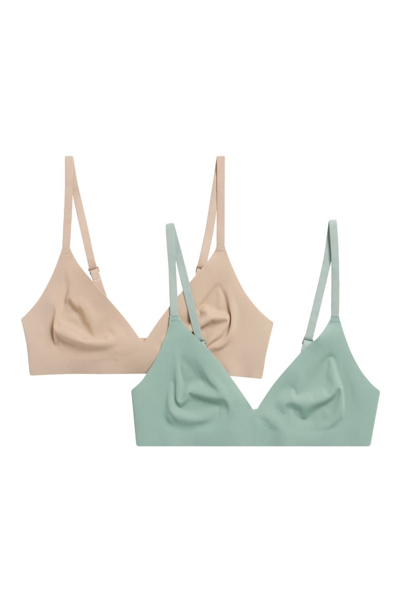 Cool Luxe Assorted 2-Pack Wireless Bras, Main, color, BEIGE/ GREEN