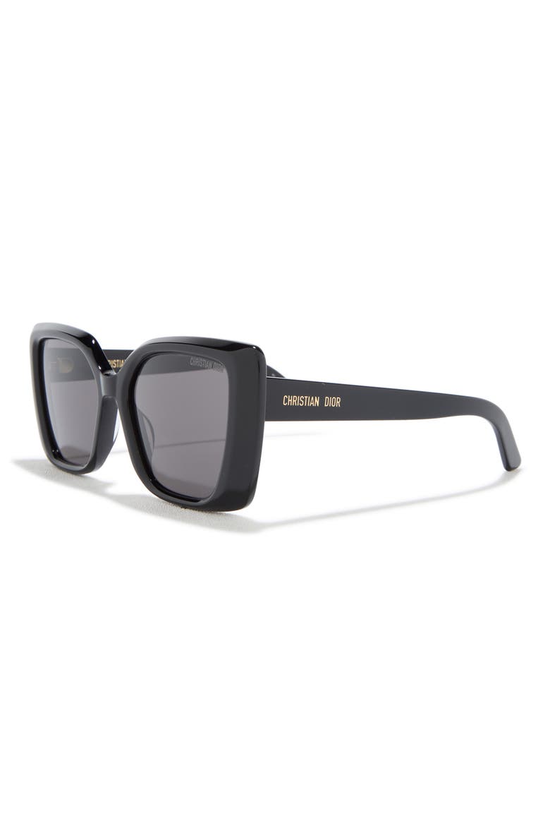 'DiorMidnight S5I 55mm Square Sunglasses, Alternate, color, SHINY BLACK / SMOKE