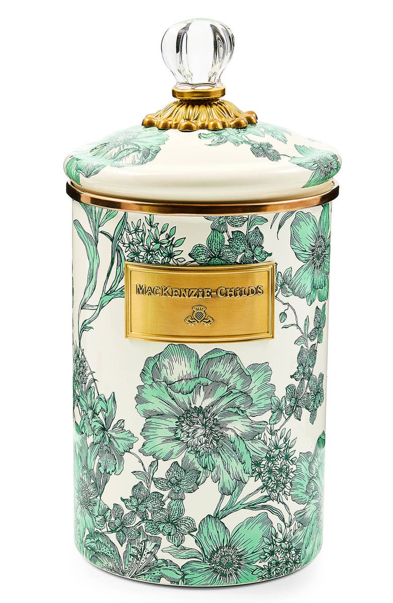 MACKENZIE CHILDS Emerald English Garden Large Canister, Main, color, Emerald