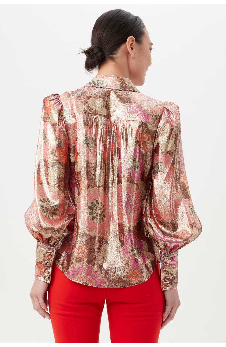 Trina Turk Sagittarius Long-Sleeve Printed Silk Blouse, Ruqa Red Multi, Alternate, color, Ruqa Red Multi