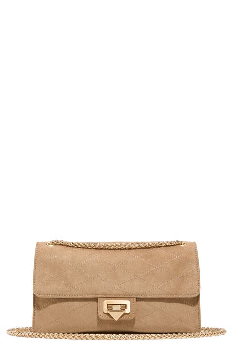 Melinda Faux Suede Flap Crossbody Bag