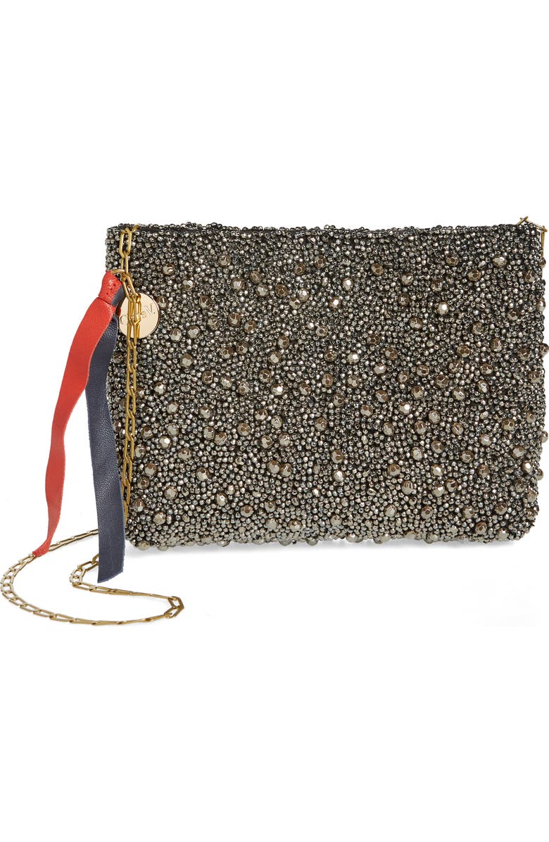 Clare V. Estelle Glitter Clutch, Main, color,