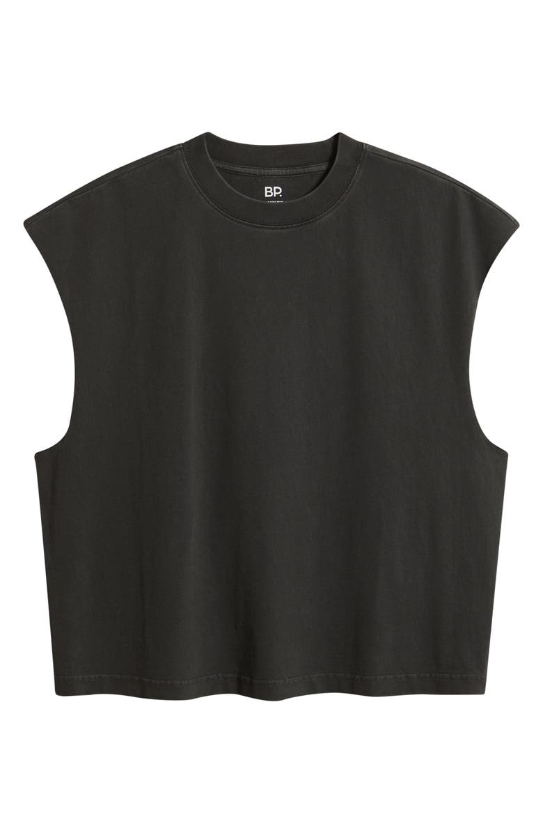 BP. Boxy Crop Cutoff Cotton Tank, Alternate, color, Black Faded