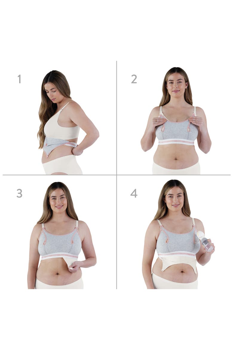Clip & Pump Hands-Free Nursing Bra Accessory, Alternate, color, DOVE HEATHER WITH DUSTED PEONY