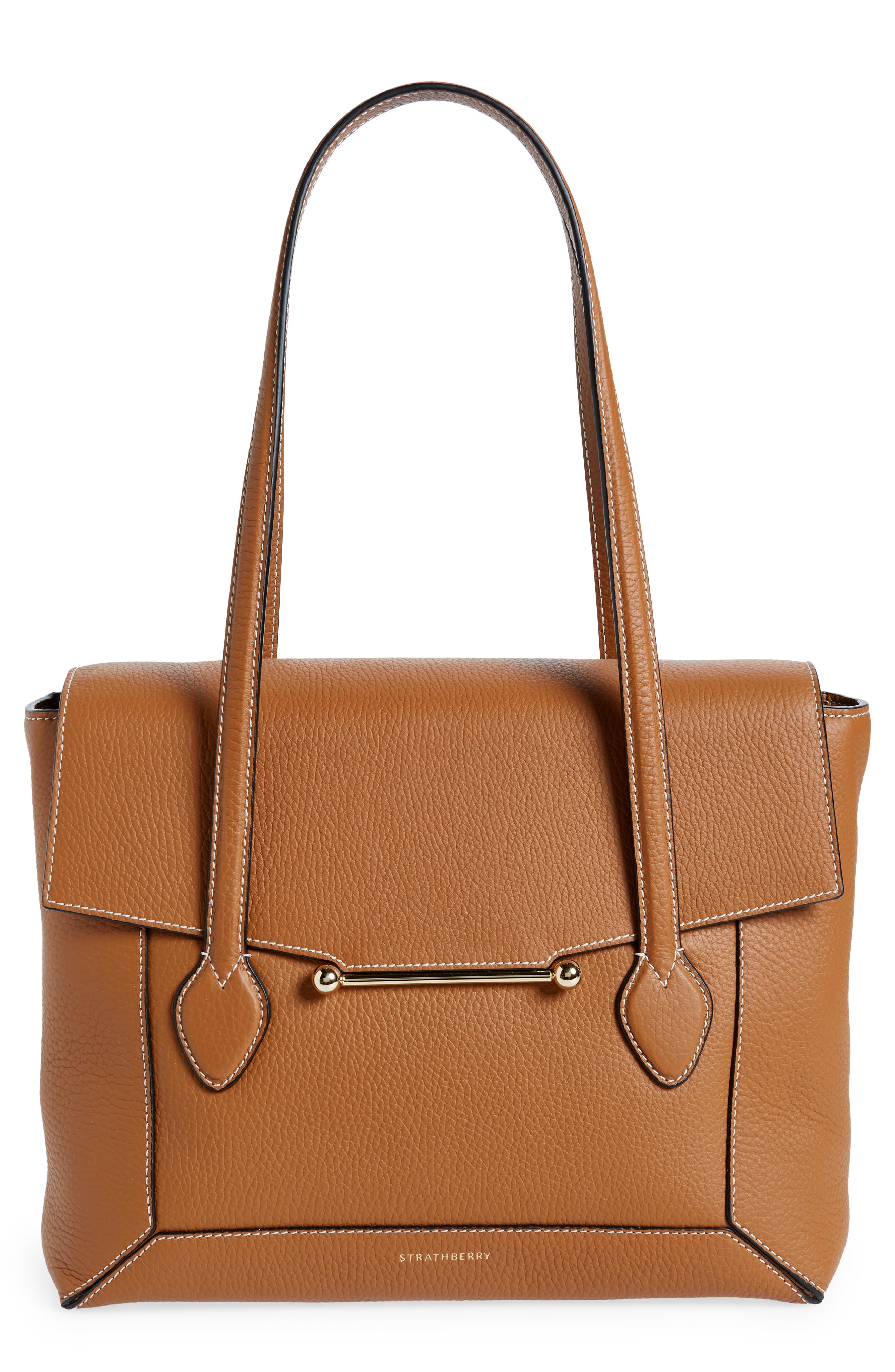 Mosaic Leather Tote, Main, color, TAN/ VANILLA
