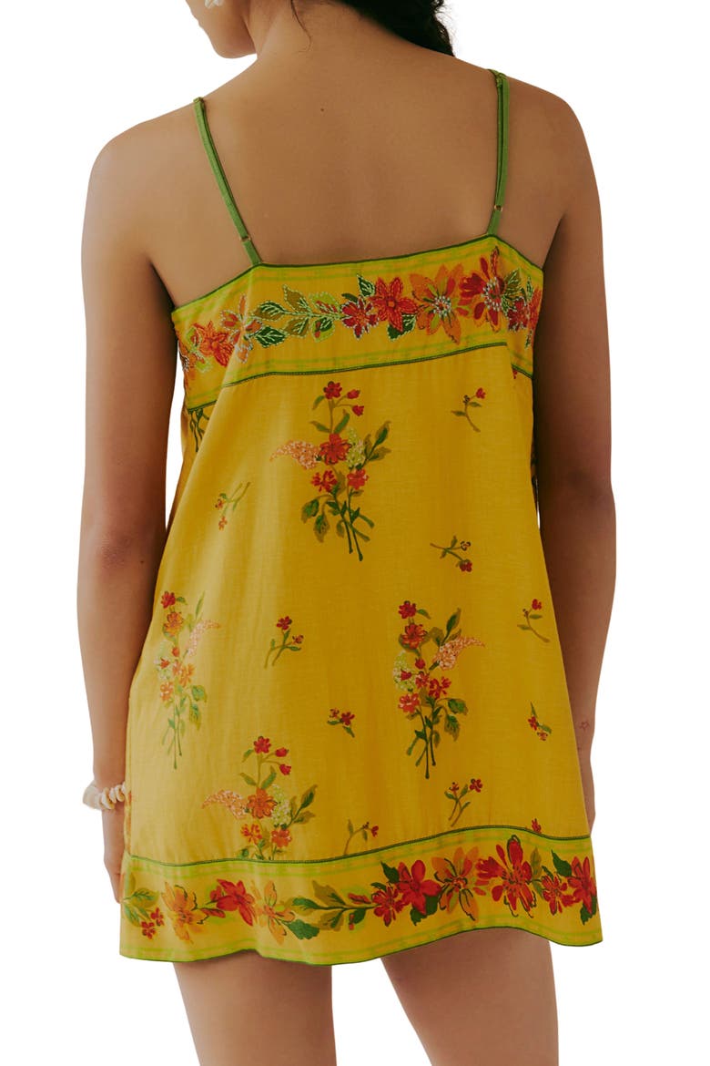 Bali Embroidery Border Floral Minidress, Alternate, color, YELLOW