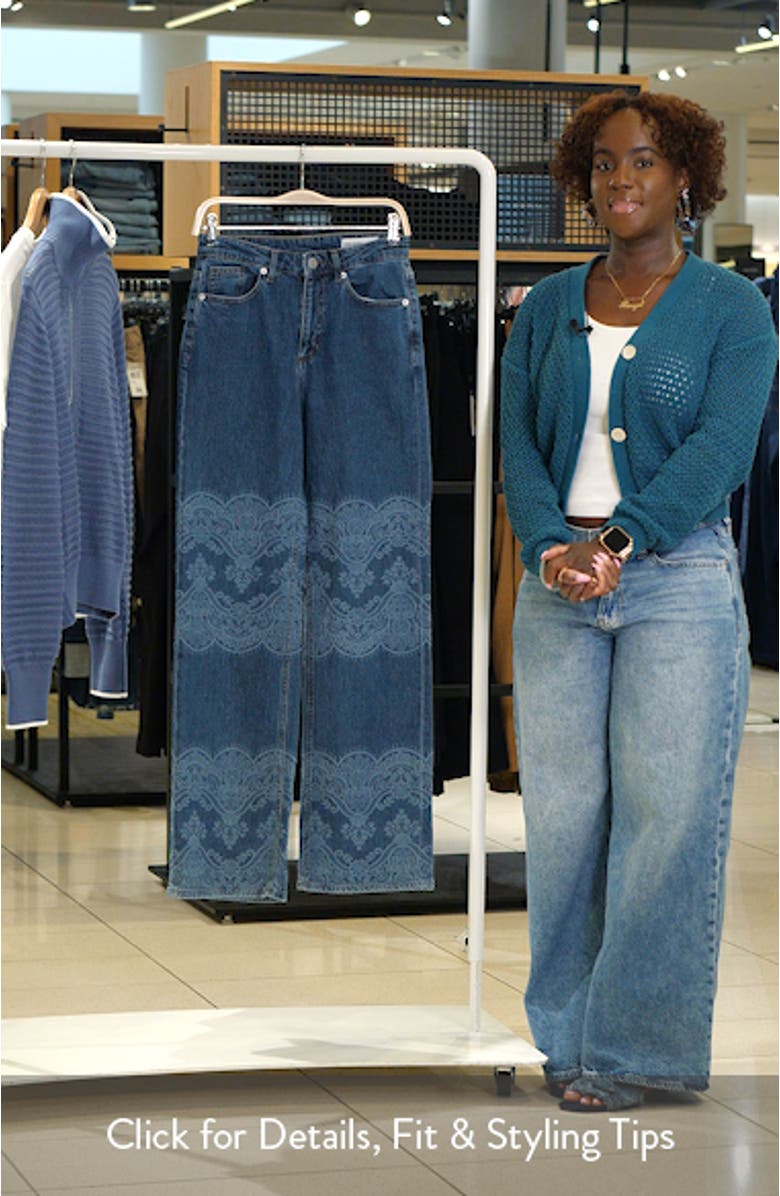 High Waist Laser Print Wide Leg Jeans, sales video thumbnail