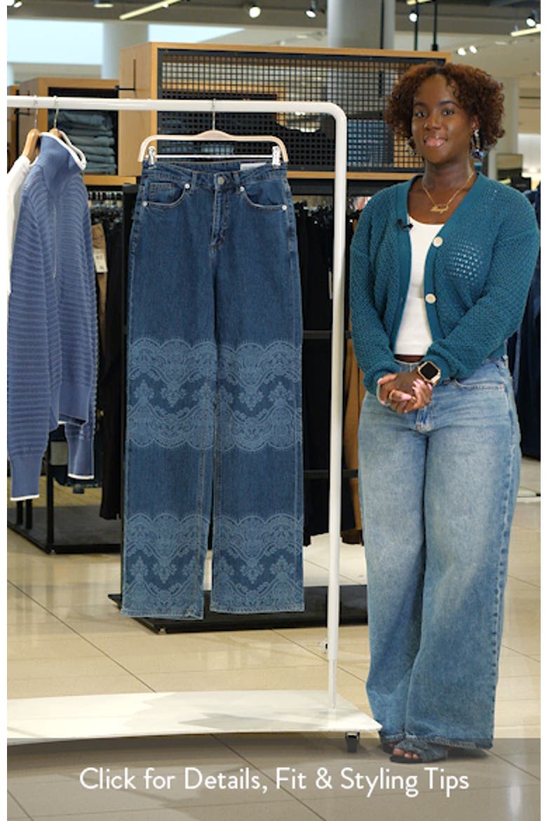 High Waist Laser Print Wide Leg Jeans video