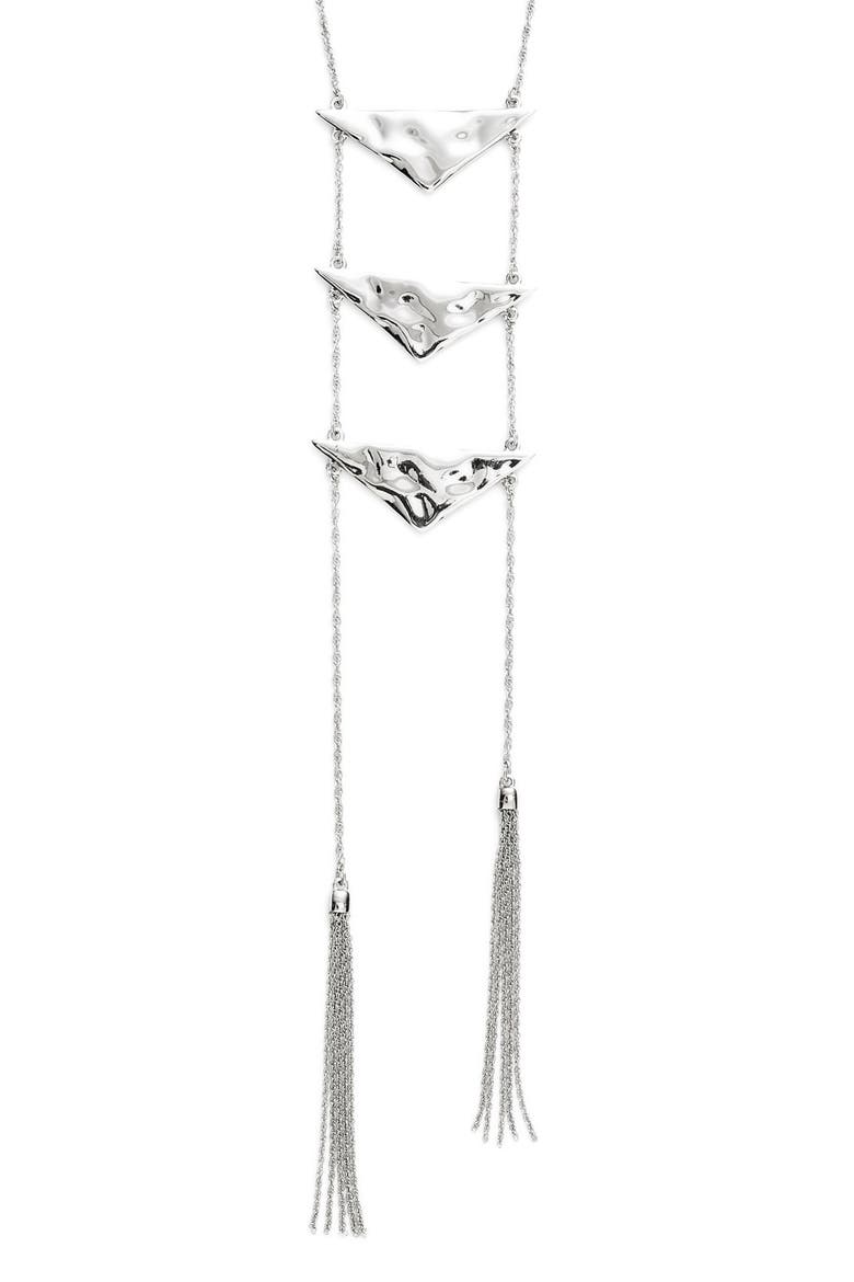 Triangle & Tassel Ladder Necklace, Alternate, color, SILVER