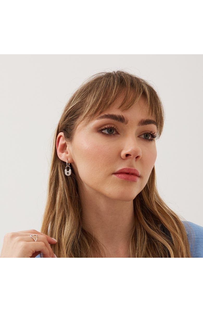 Spero London Lock Silver Hoop Sterling Silver Earring, Alternate, color, Silver