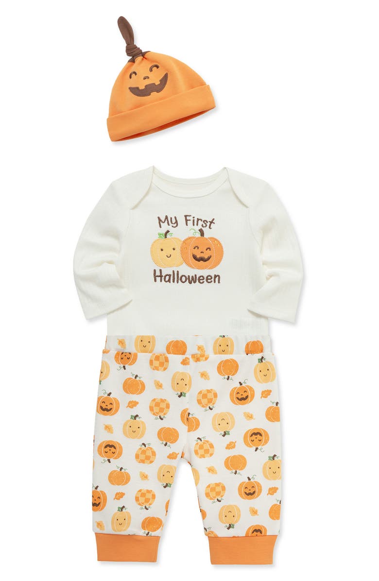 Little Me Kids' Halloween Bodysuit, Pants & Hat Set, Main, color, Orange