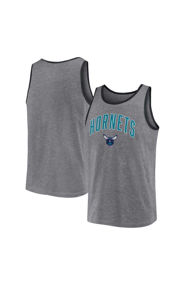 FANATICS Men's Fanatics Branded Heather Gray Charlotte Hornets Primary Logo Tank Top, Main, color, 