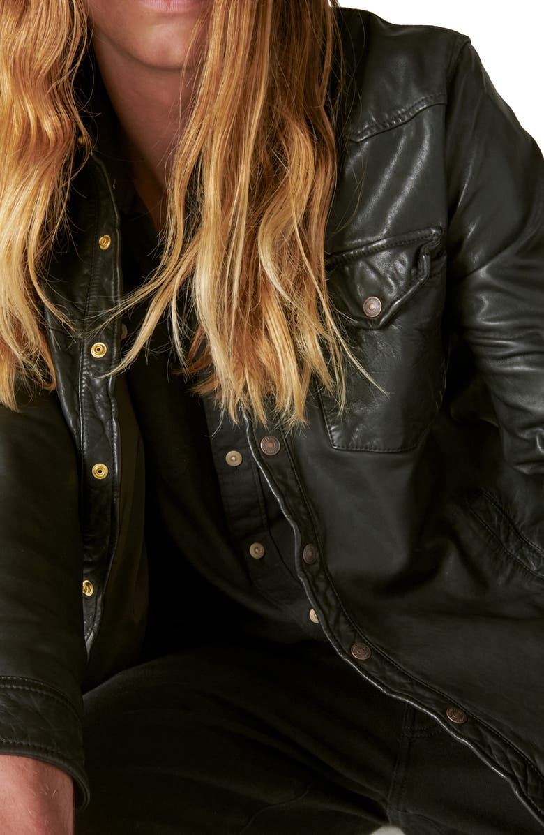 Lucky Brand Leather Western Shirt Jacket, Alternate, color, 