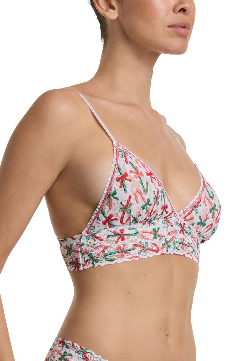 Hanky Panky Padded Lace Bralette, Alternate, color, Candy Cane Delight White