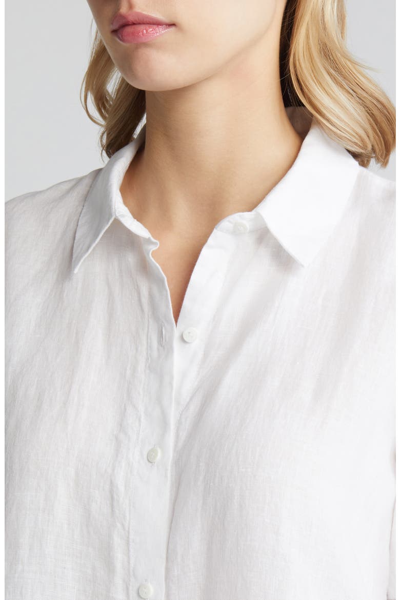 Classic Long Sleeve Organic Linen Button-Up Shirt, Alternate, color, WHITE