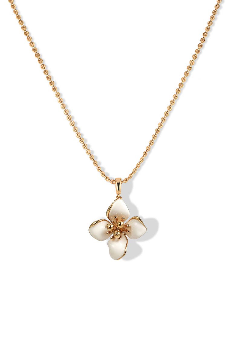 RC RETRO CHIC Iris Blossom Pendant Neckalce, Main, color, White & Gold