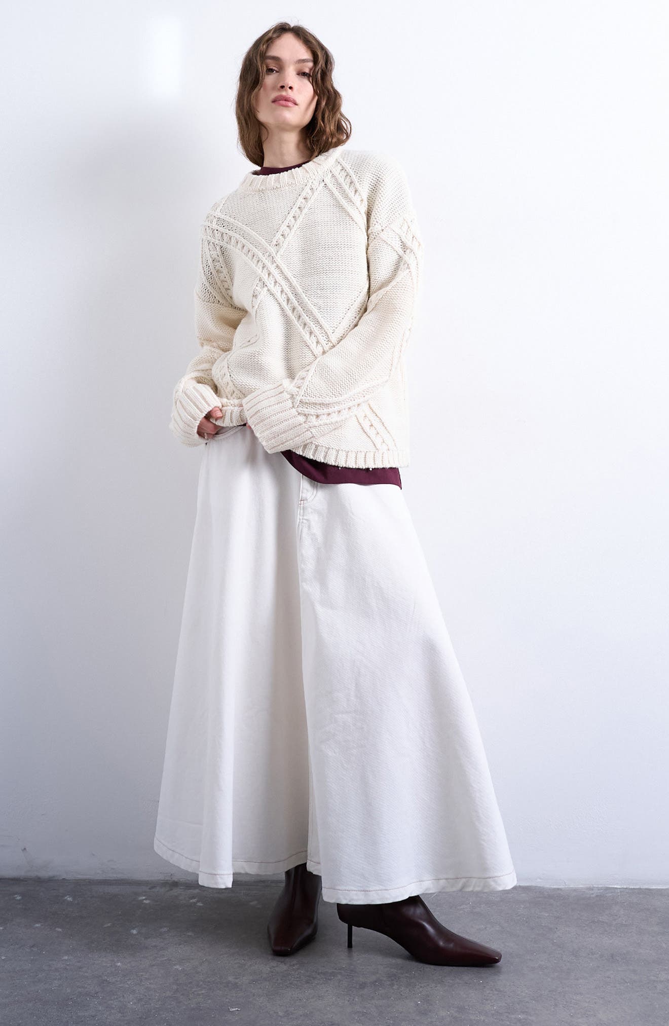 Oversize Argyle Crewneck Sweater