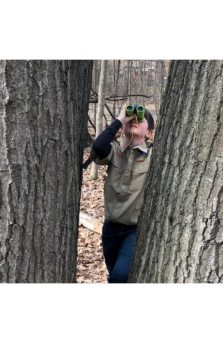 HABA Terra Kids Children's Binoculars with Compact Case, Children's Outdoor Scientific Toy with 4X Magnification, Alternate, color, Green Multi