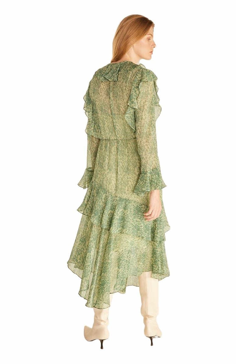 Rebecca Taylor Chiffon Shirtdress, Alternate, color, Guipure Forest Green Combo