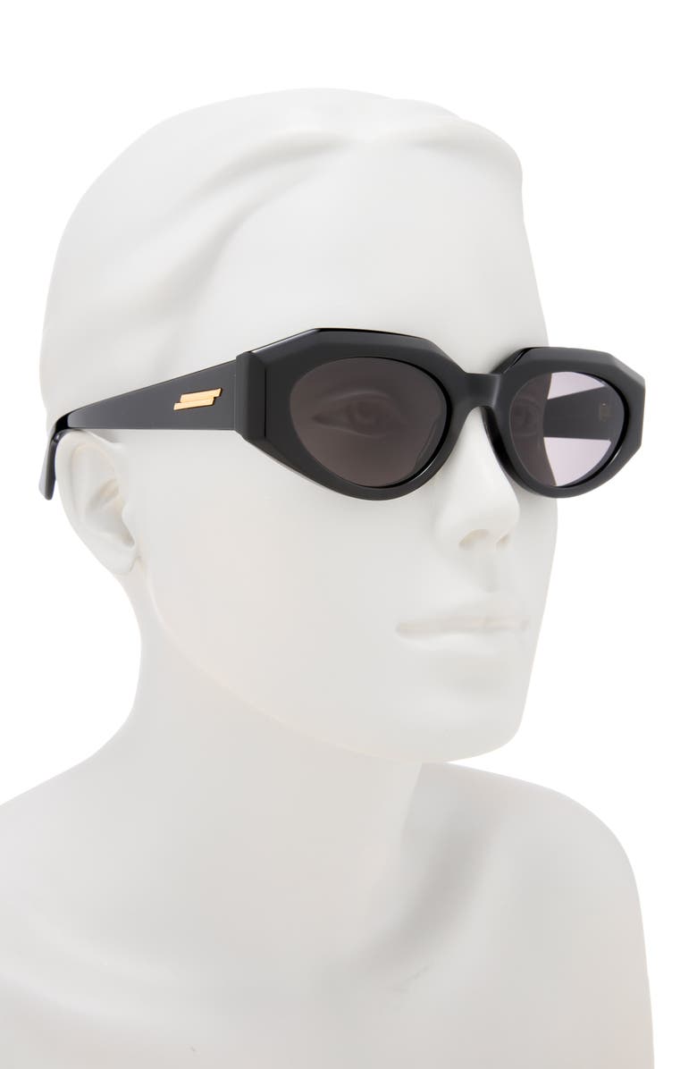 Bottega Veneta 52mm Cat Eye Sunglasses, Alternate, color, Black Black Grey