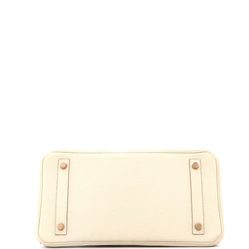Pre-owned Hermes  Hermes Birkin Handbag Light Togo With Rose Gold Hardware 30 In White