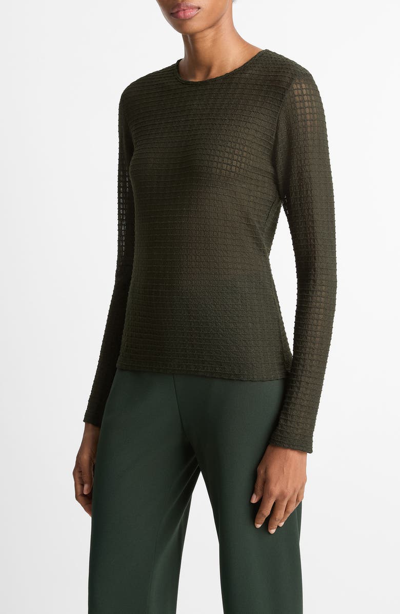 Vince Shadow Grid Top, Alternate, color, Verde