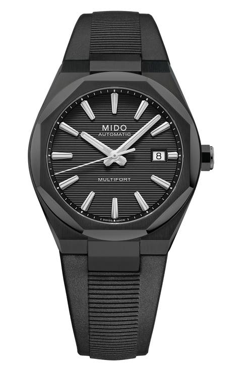 Multifort 8 One Crown Automatic Rubber Strap Watch, 40mm