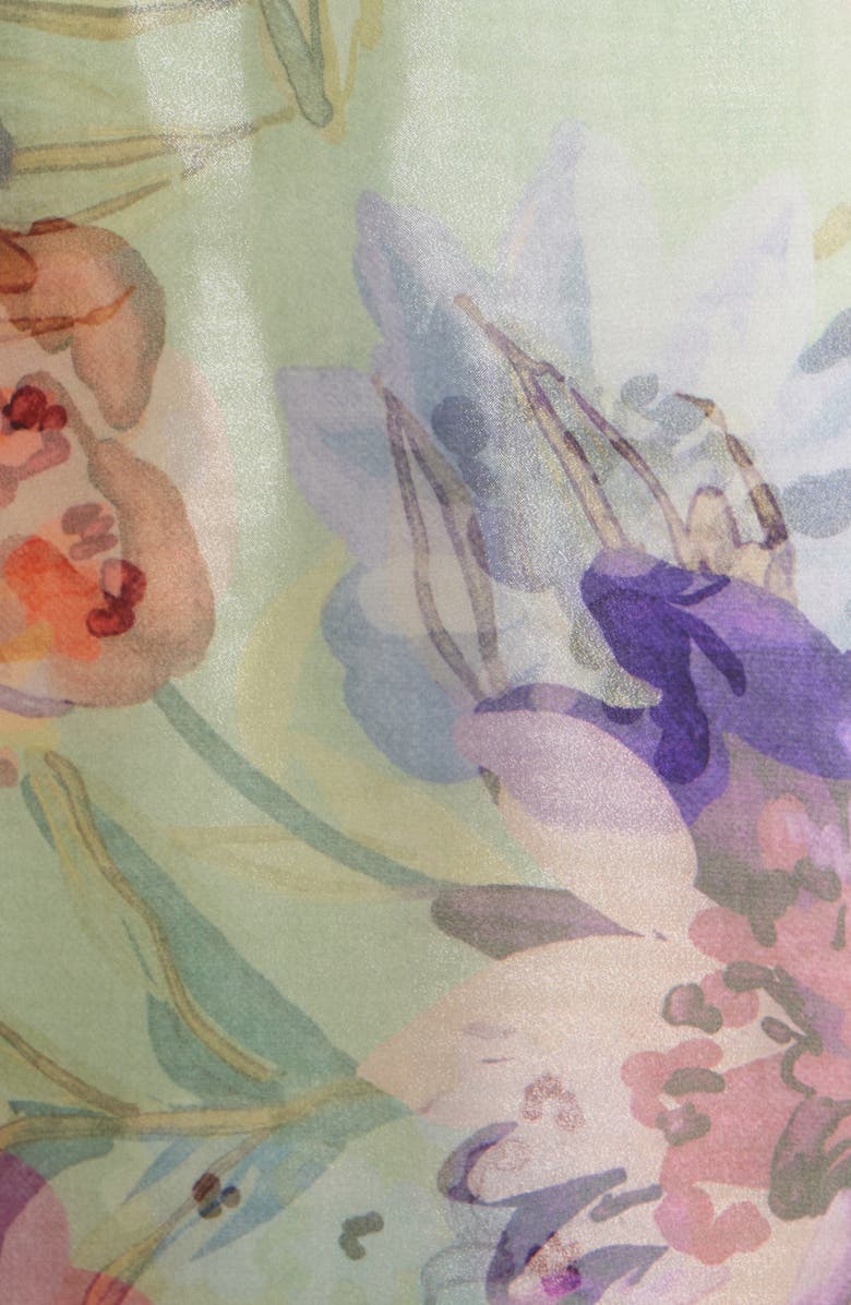 Vince Camuto Floral Sleeveless Organza Dress, Alternate, color, Aqua Combo