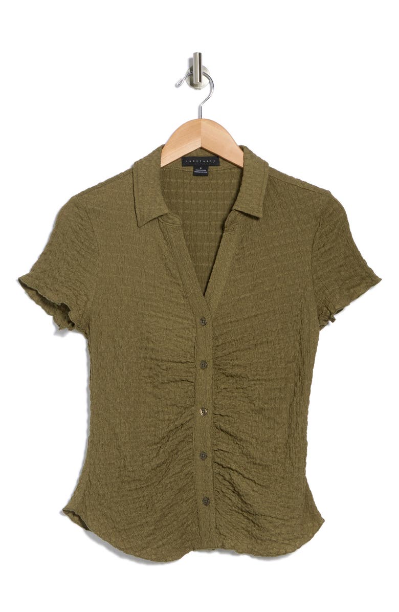 Sanctuary Textured Button-Up Shirt, Alternate, color, Field Green