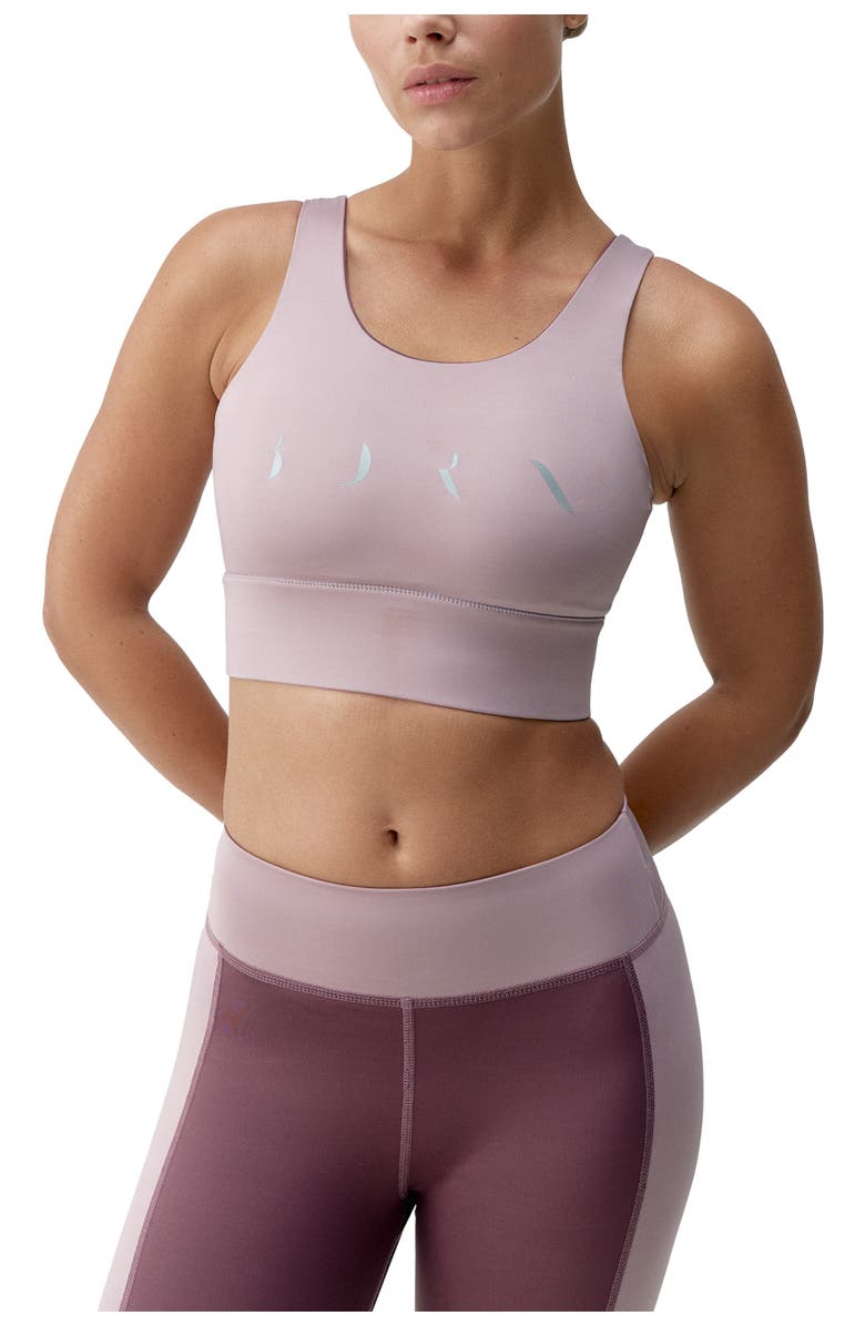 Born Living Yoga Maiko Medium Support Performance Sport Top, Main, color, Tuscany/Deep Rose