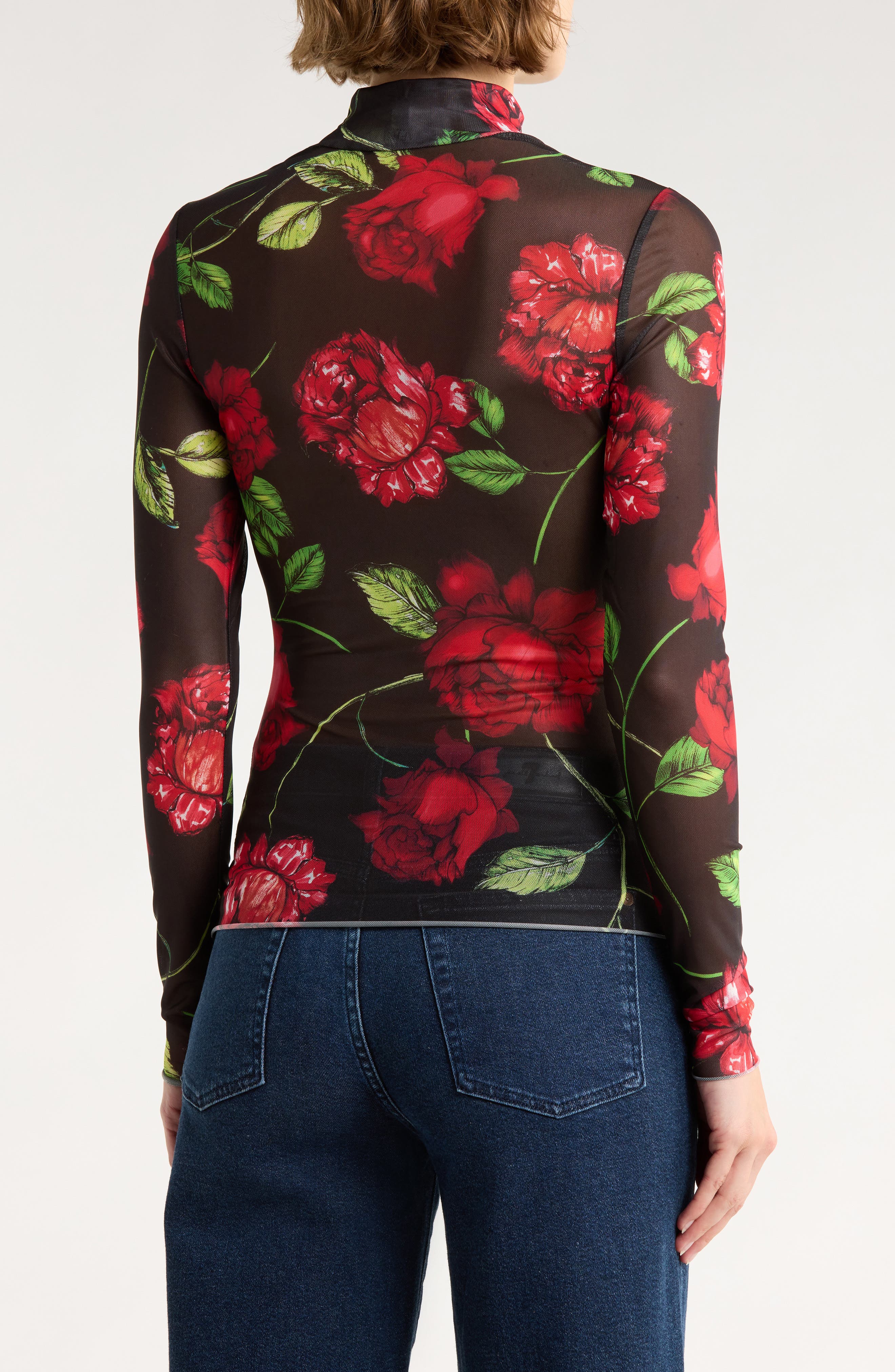 AFRM LOS ANGELES Zoe Mock Neck Mesh Top