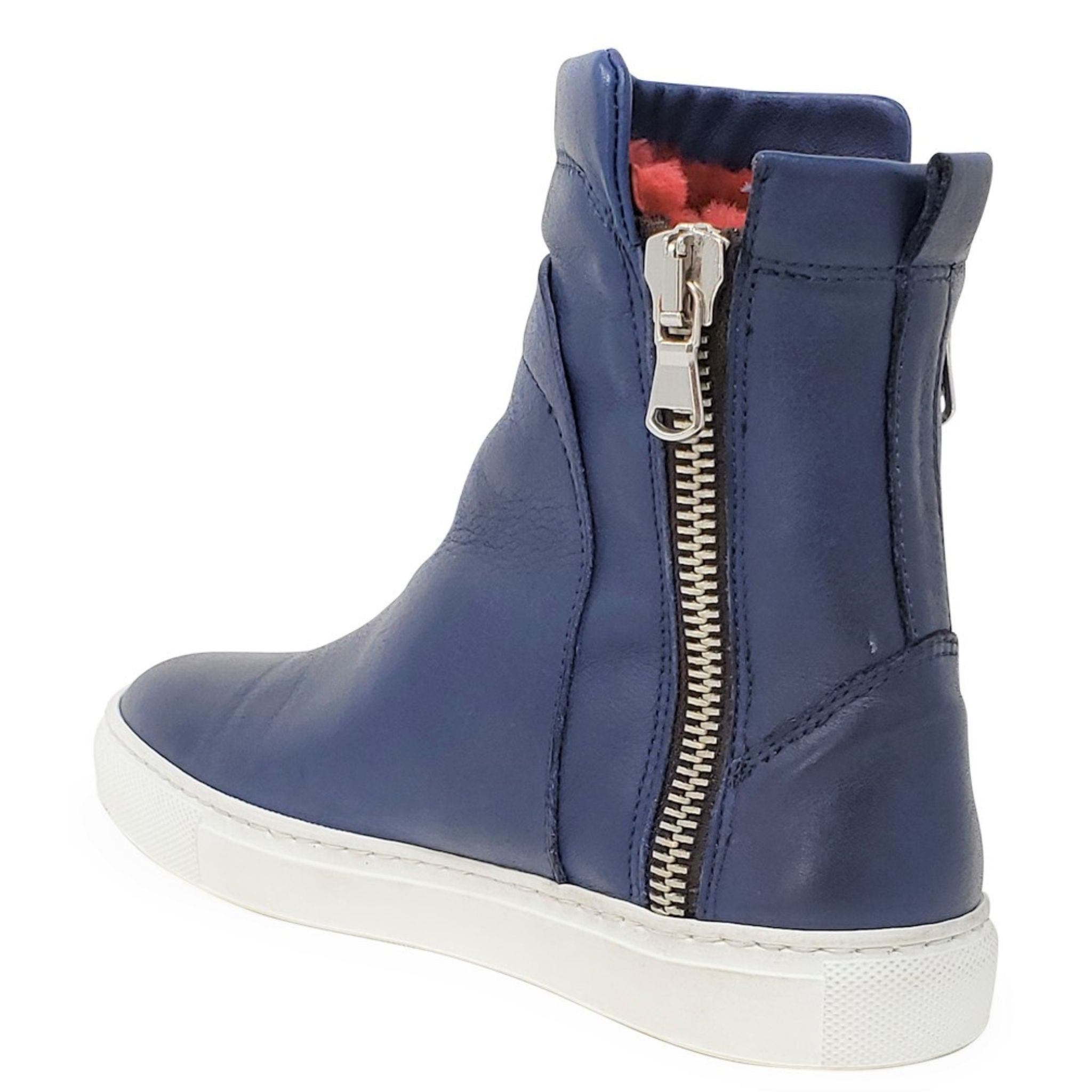 Double Zip Shearling Boot, Alternate, color, Navy/Red