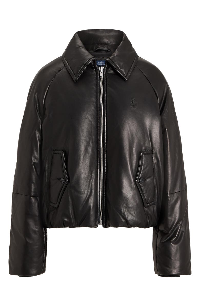 Polo Ralph Lauren Leather Puffer Jacket, Main, color, Polo Black