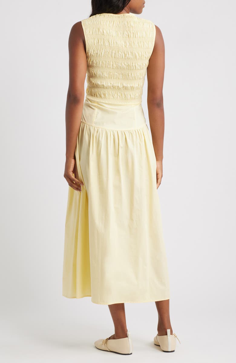 Topshop Smocked Cotton Poplin Midi Sundress, Alternate, color, Yellow