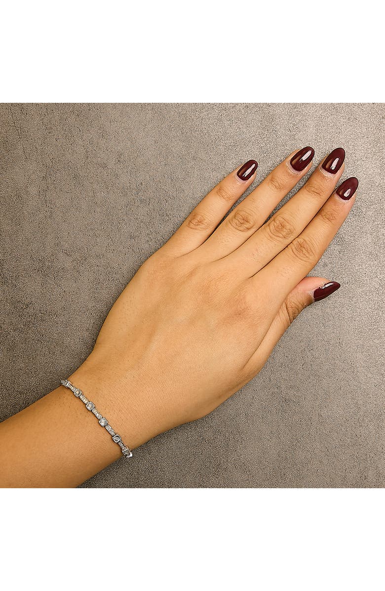 Haus of Brilliance Silver 1/4 Cttw Diamond Bolo Square and Rectangle Bolo Bracelet, Alternate, color, White