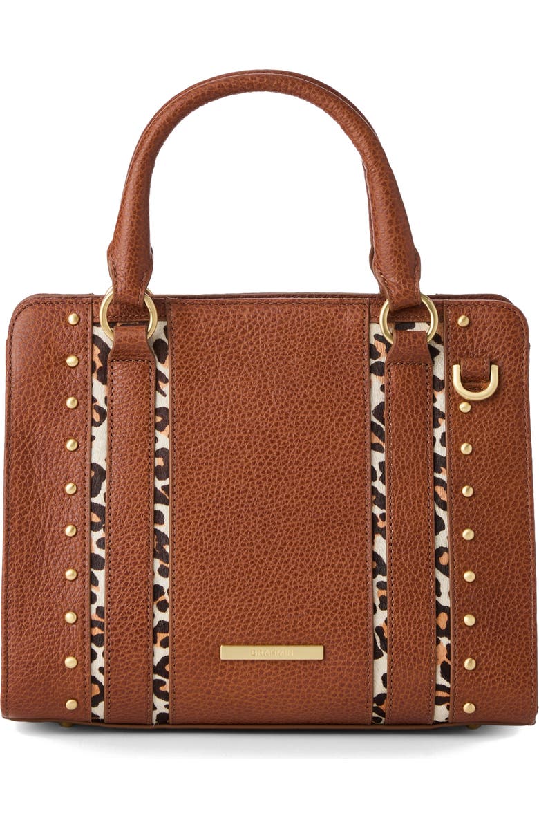 Brahmin Cami Genuine Calf Hair Trim Leather Satchel, Main, color,