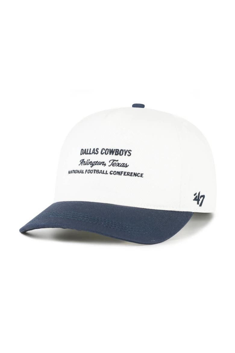Men's '47 White/Navy Dallas Cowboys Contemporary Two-Tone Hitch Adjustable Hat, Alternate, color, White