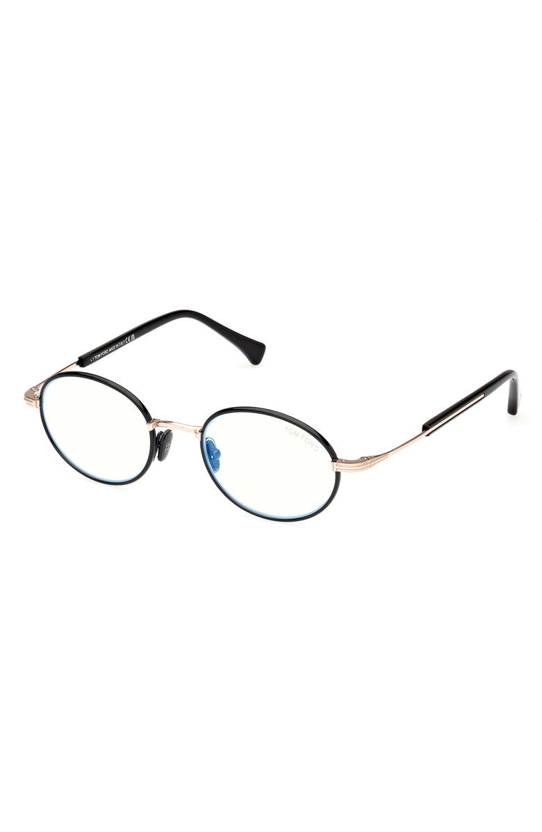 TOM FORD 49mm Round Blue Light Blocking Optical Glasses, Alternate, color, 