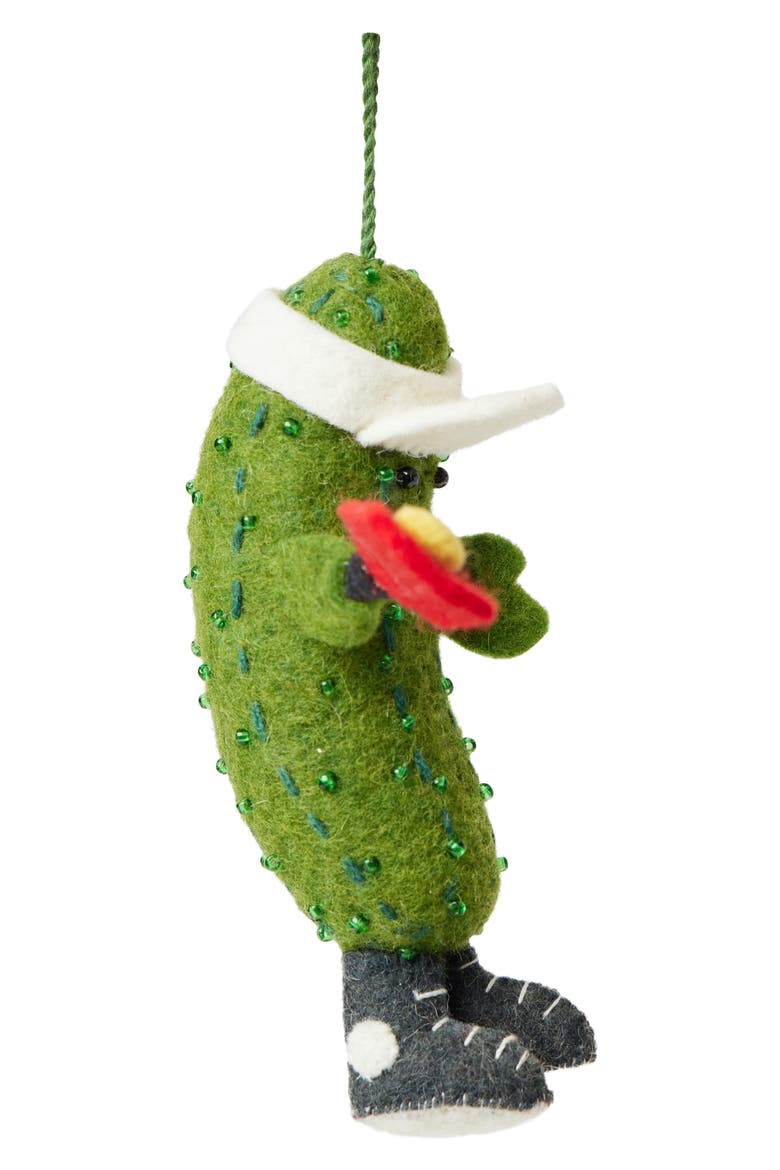 Felted Wool Pickleball Ornament, Alternate, color, GREEN