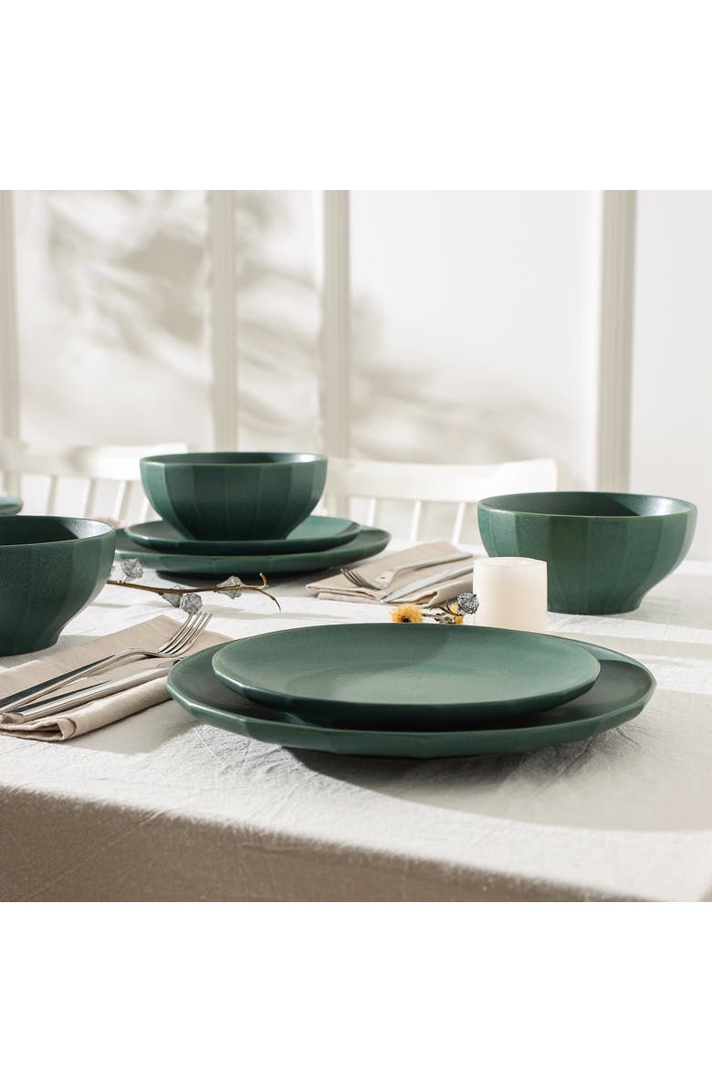 Stone Lain Rio Stoneware 4-Piece Dinner Plate Set, Alternate, color, Green