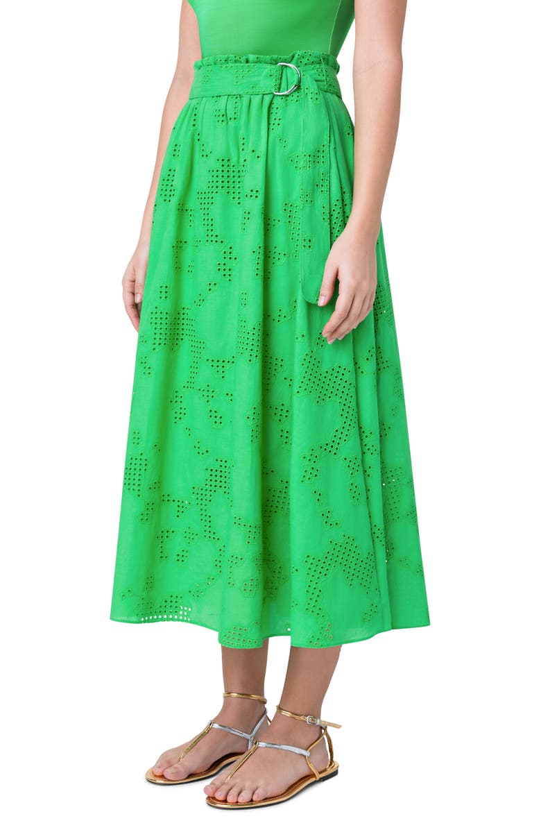 Akris punto Eyelet Embroidered Poplin Midi Skirt, Alternate, color, 
