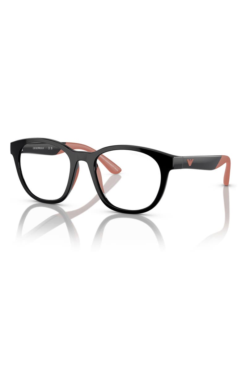 Emporio Armani 47mm Phantos Optical Glasses, Alternate, color, Shiny Black / Clear