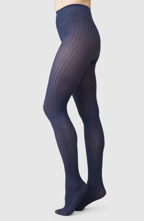 Swedish Stockings Alma Rib Tights In Blue