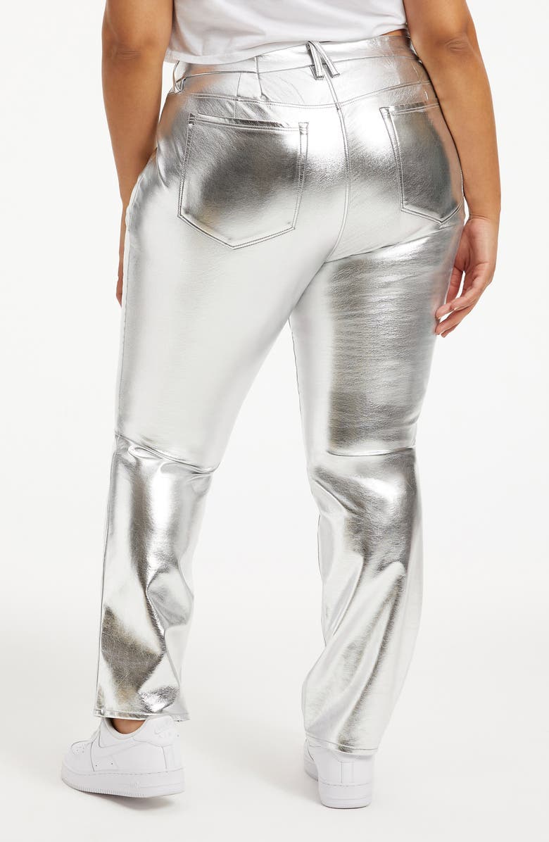 Good American Good Icon Faux Leather Pants, Alternate, color,