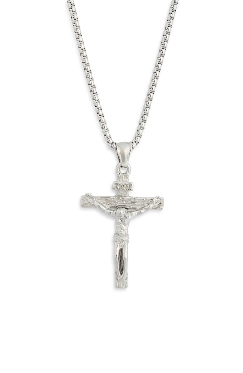 AMERICAN EXCHANGE Men's Stainless Steel Crucifix Pendant Necklace, Alternate, color, 
